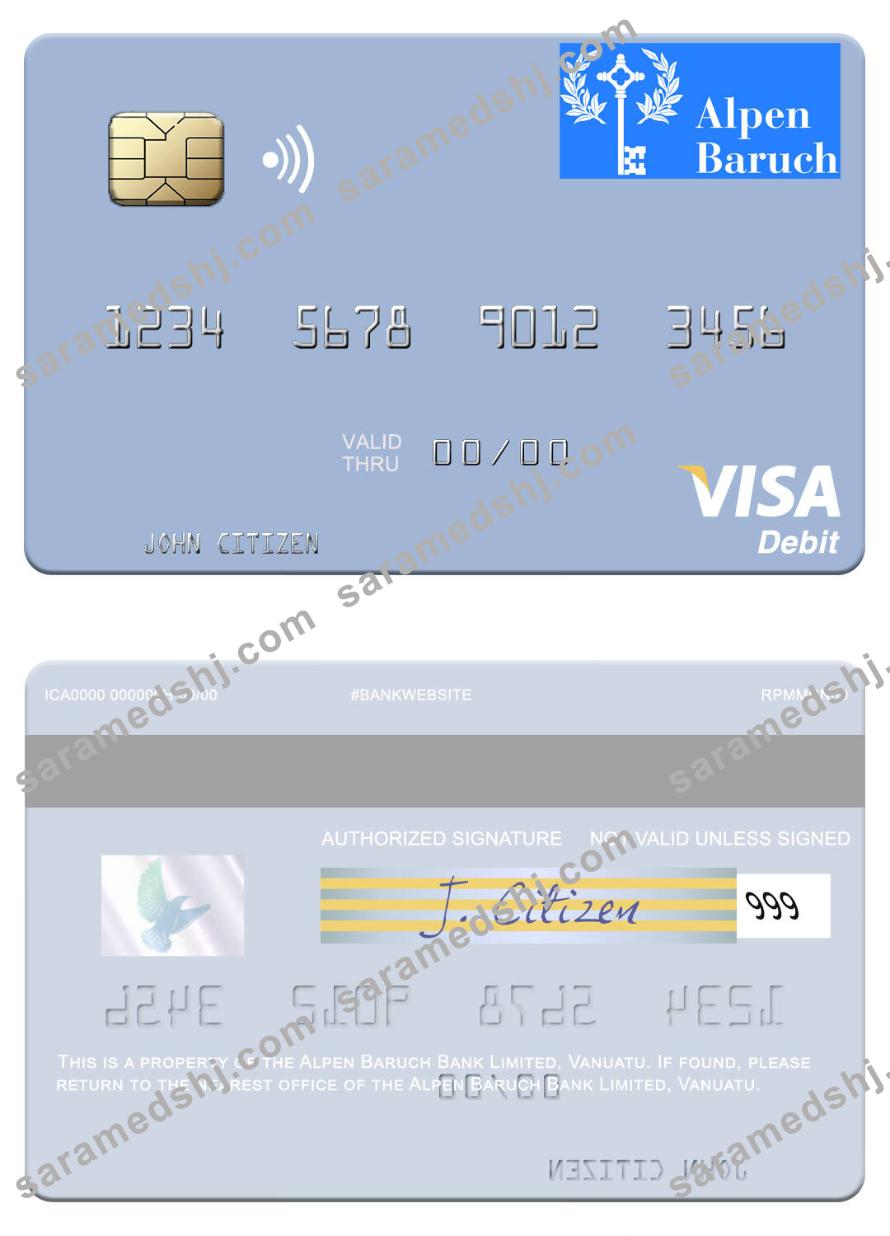 Vanuatu Alpen Baruch Bank Limited visa debit card
